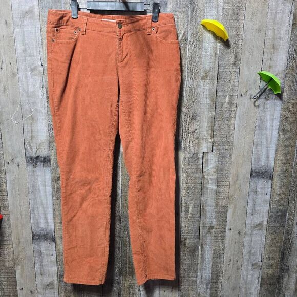 Garnet Hill Pumpkin Spice Corduroy Skinny Pants - Picture 1 of 4